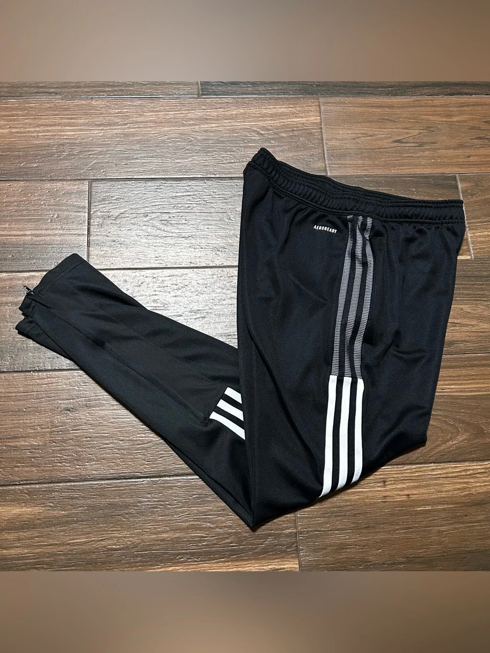 Adidas Men’s Tiro Jogger Pants Medium Black White Zippers‎ Sweatpants